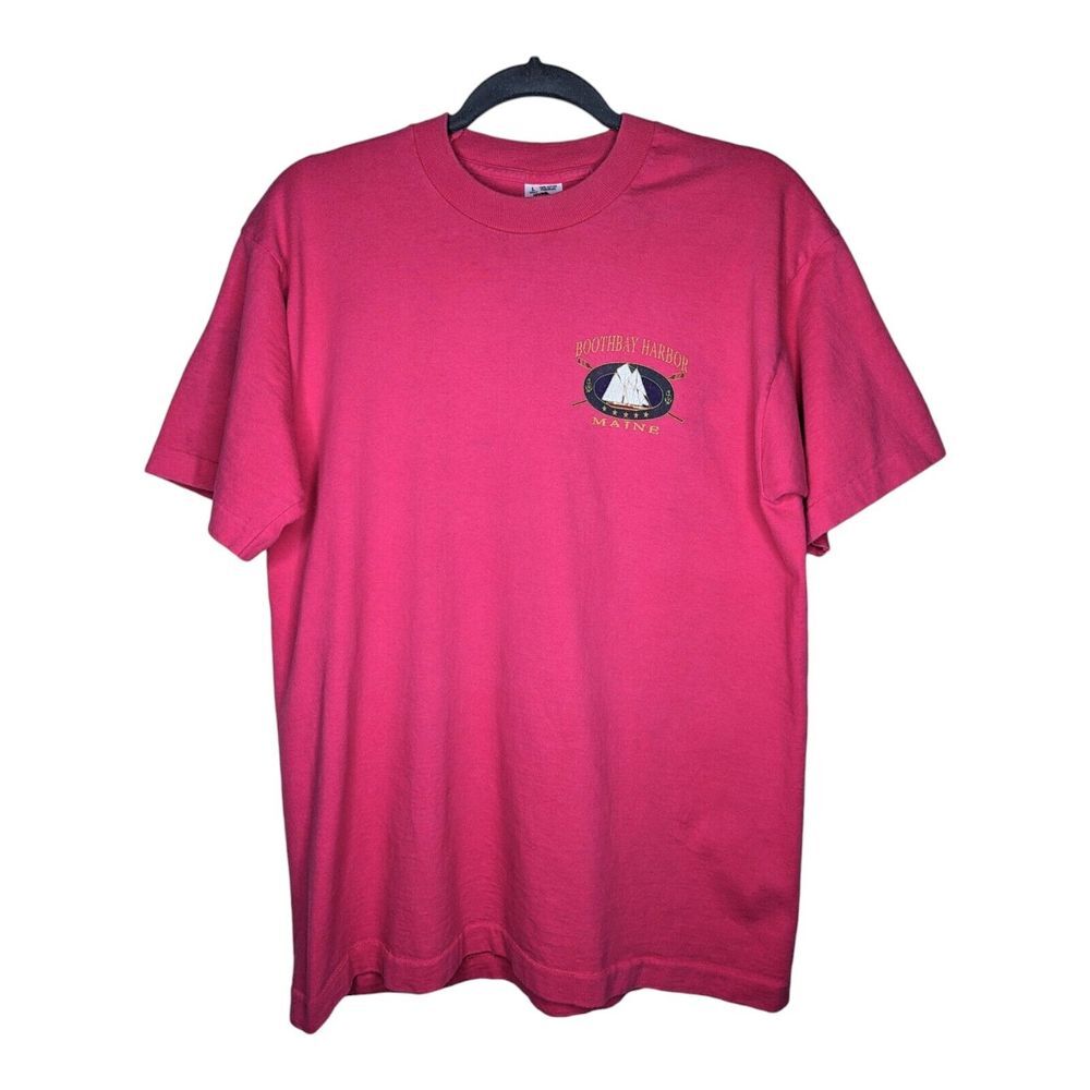 Vintage‎ Boothbay Harbor Maine T Shirt Single Stitch Made in USA Pink Size Large